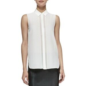 W515 VINCE SLEEVELESS CONCEALED BUTTON WOMEN SILK BLOUSE SIZE 4 $245